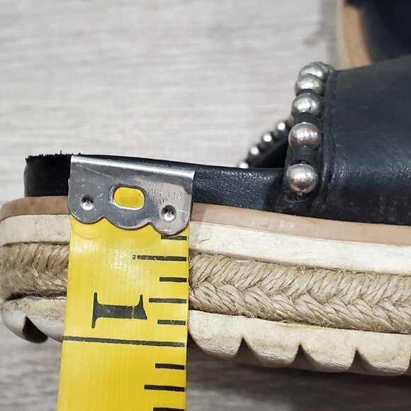 Zara Black Silver Studded Cross Strap Slides Womens 9 Open Toe Slip On Sandals - Picture 13 of 15